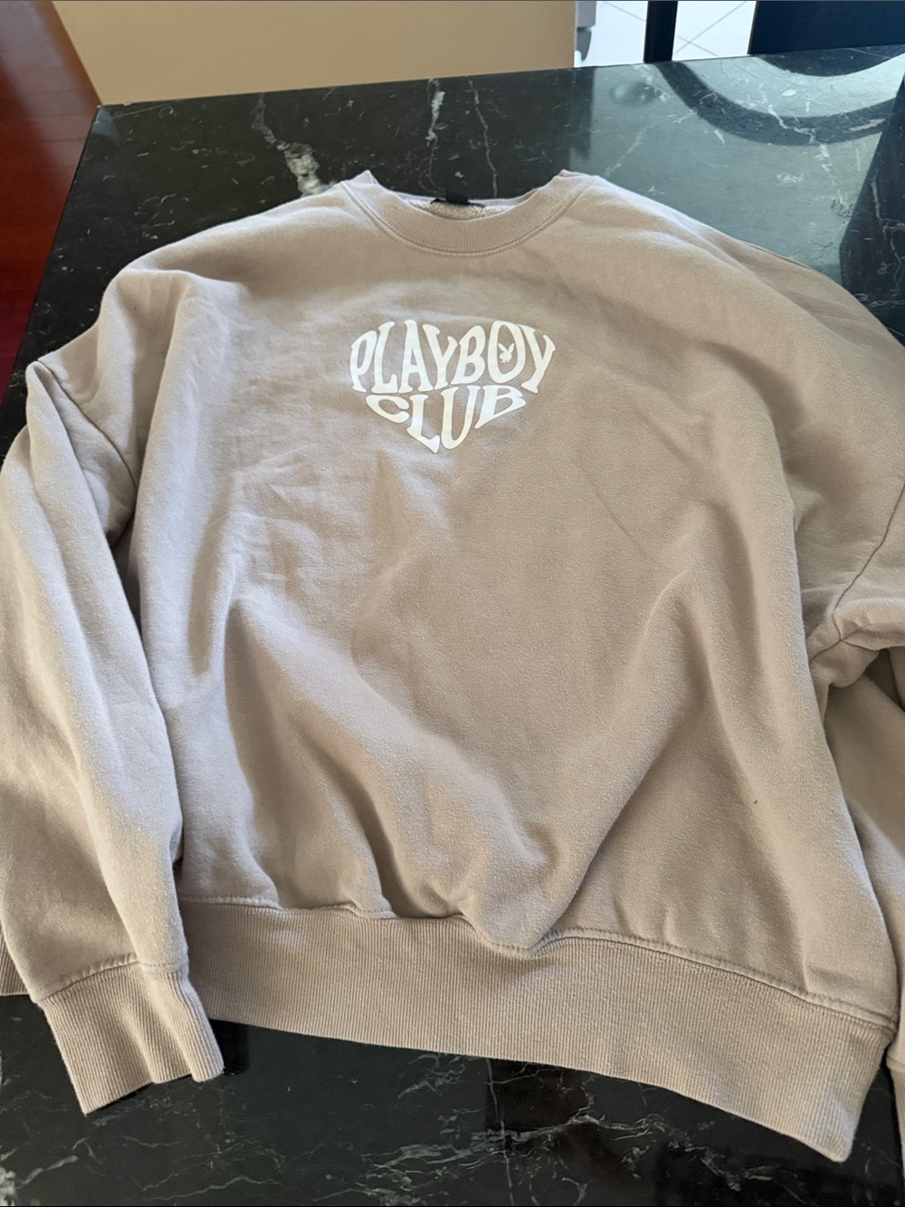 PLAYBOY Crewneck Sweatshirt in Taupe with White Logo